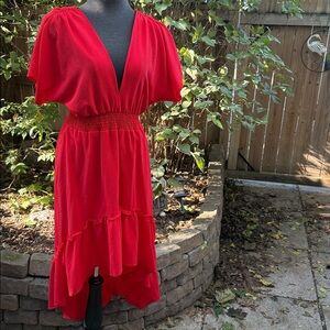 Flying Tomato Bright Orange women’s high low dress. Size S
